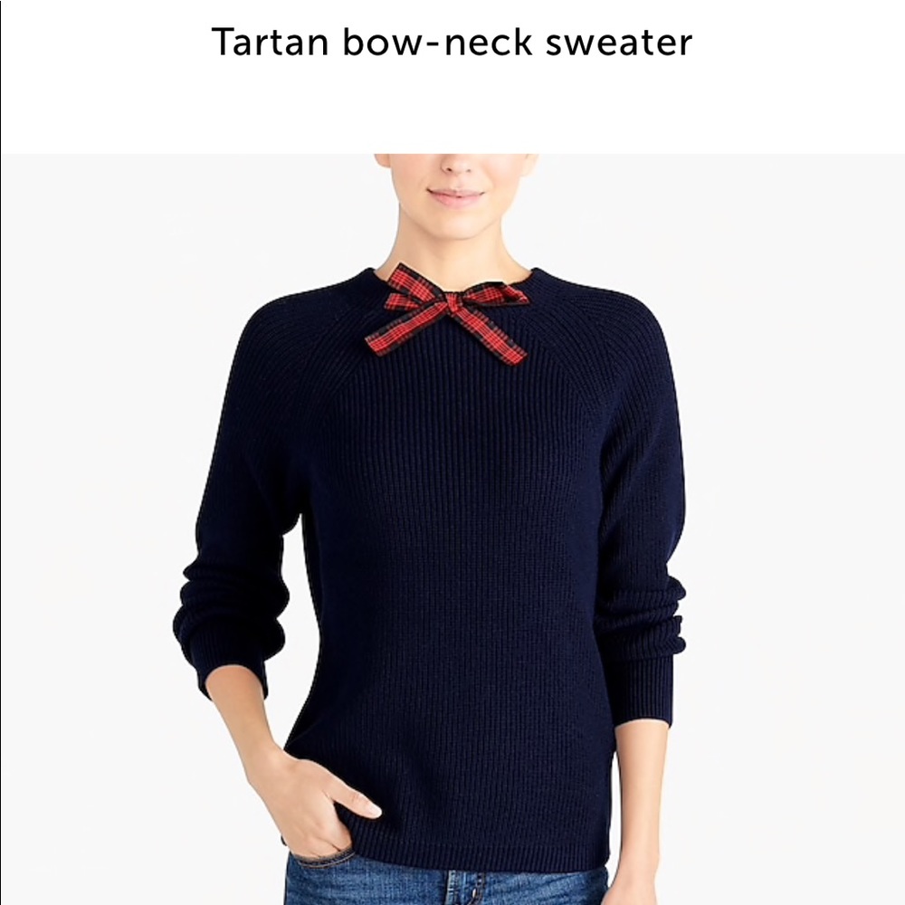 J. Crew tartan bow sweater BNWT